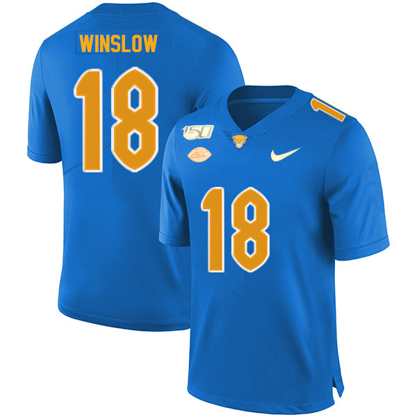 2019 Men #18 Ryan Winslow Pitt Panthers College Football Jerseys Sale-Royal